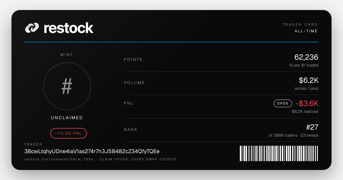 Trader card