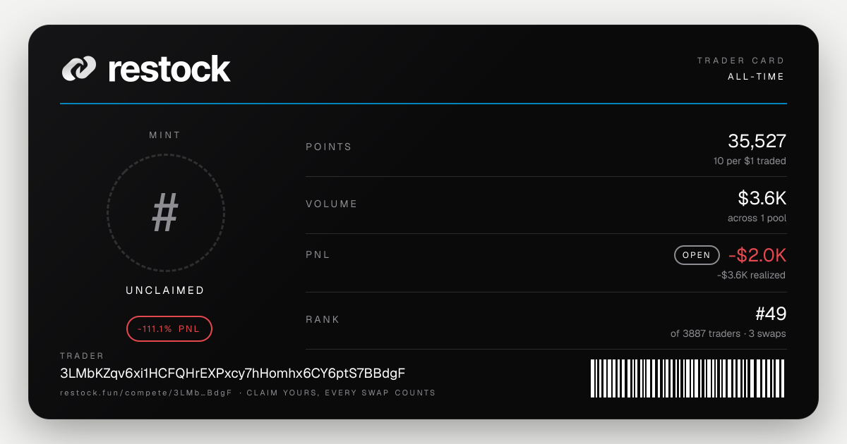 Trader card