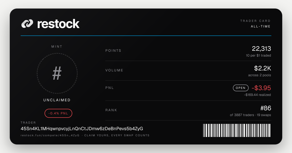 Trader card