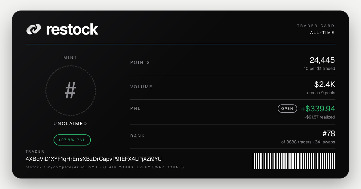 Trader card