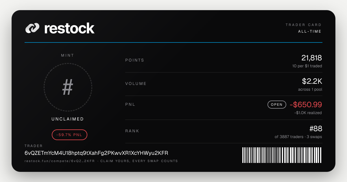 Trader card