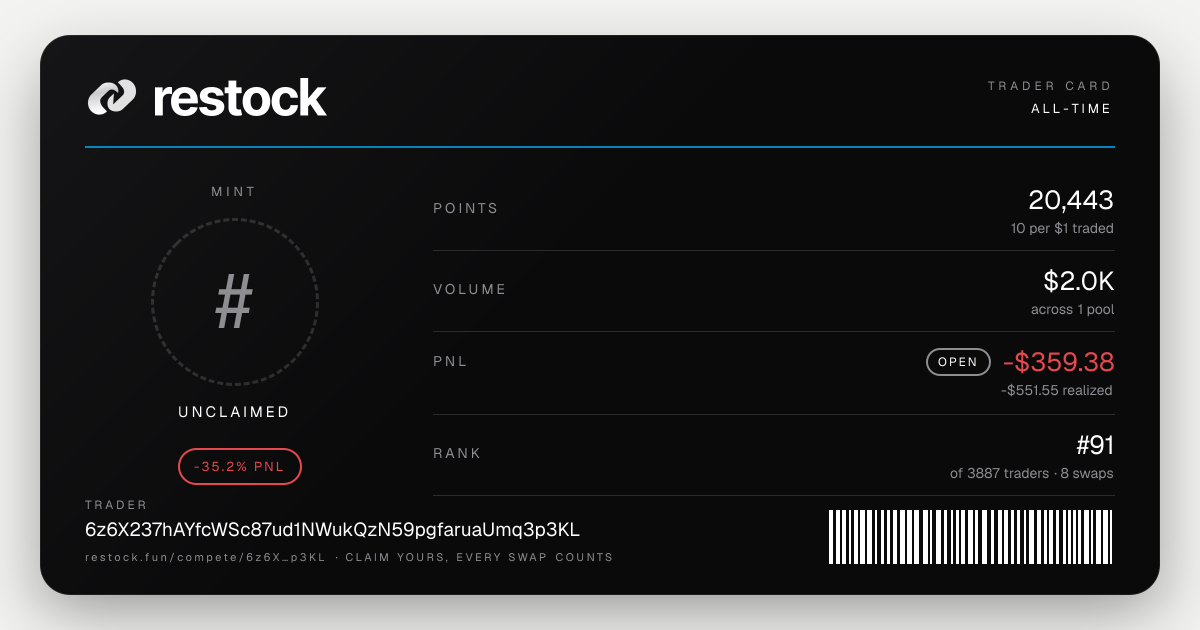 Trader card