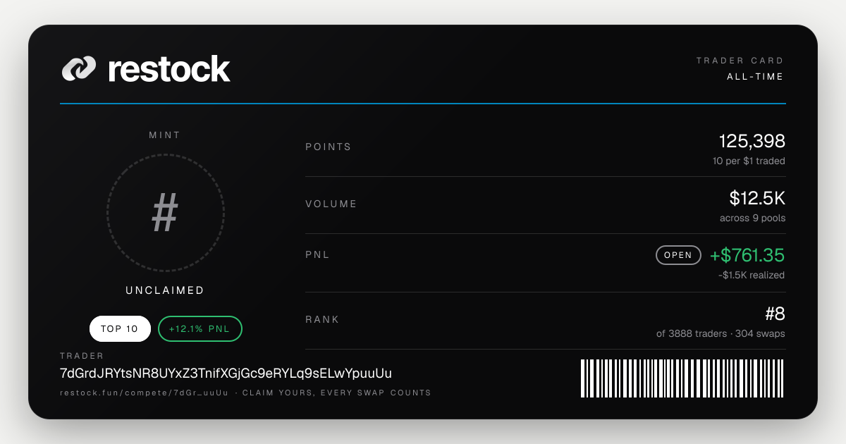 Trader card
