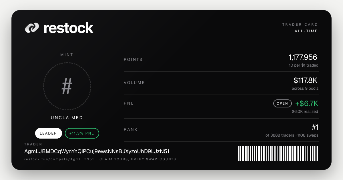 Trader card