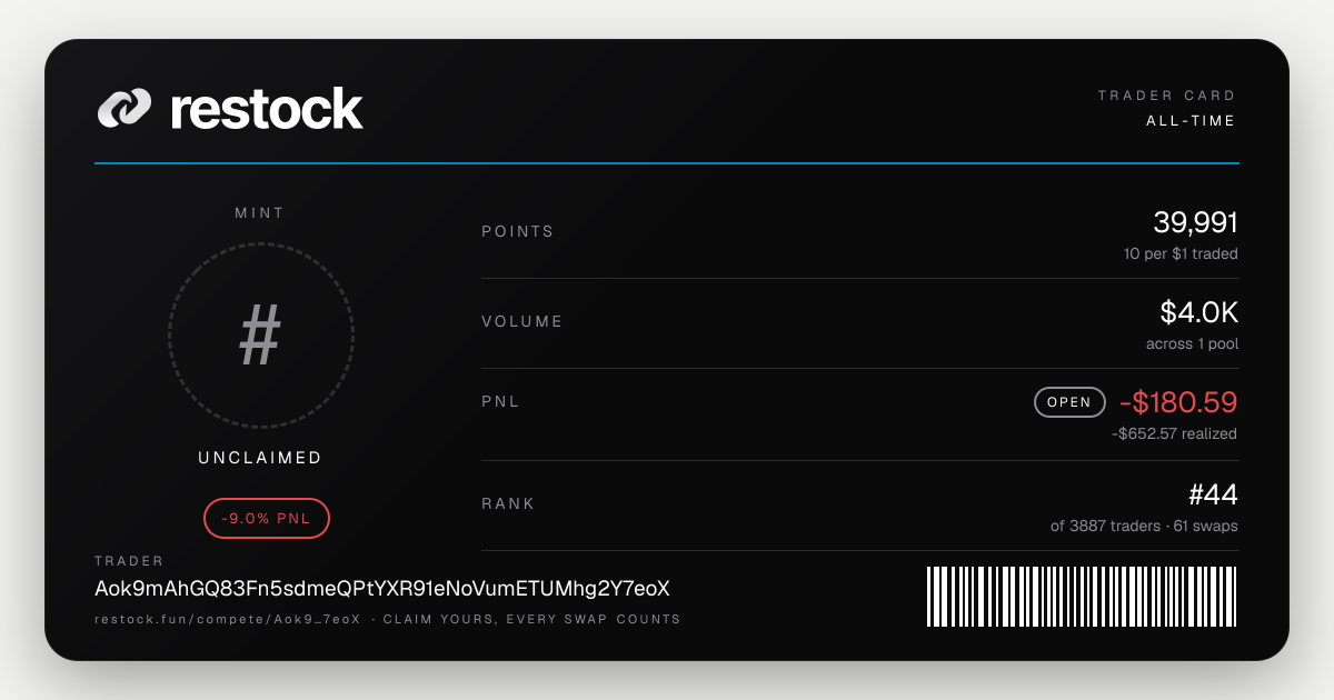 Trader card