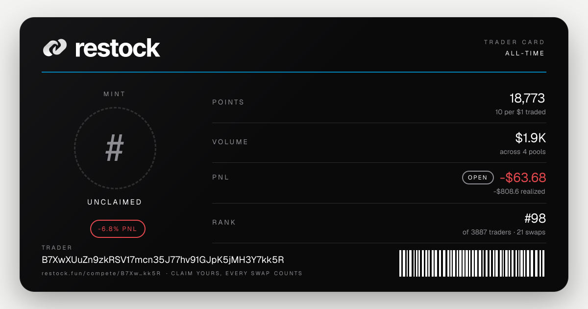 Trader card