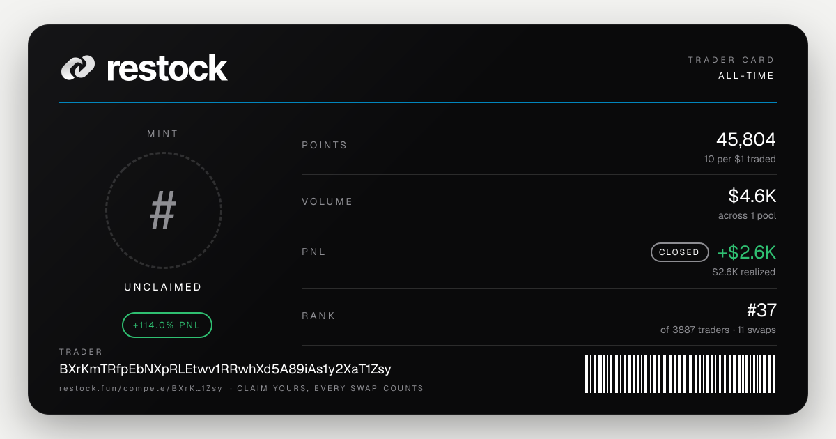 Trader card