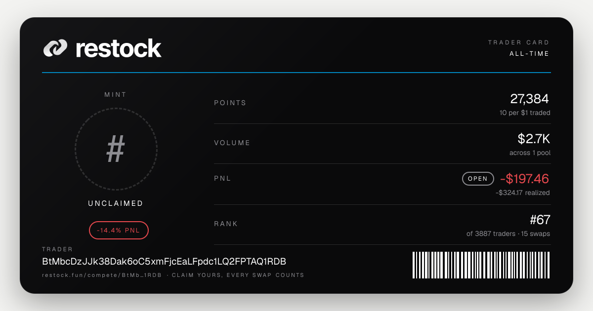 Trader card