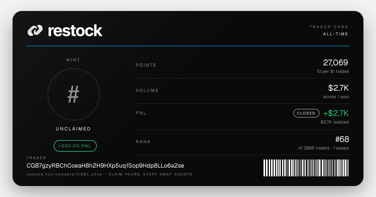 Trader card