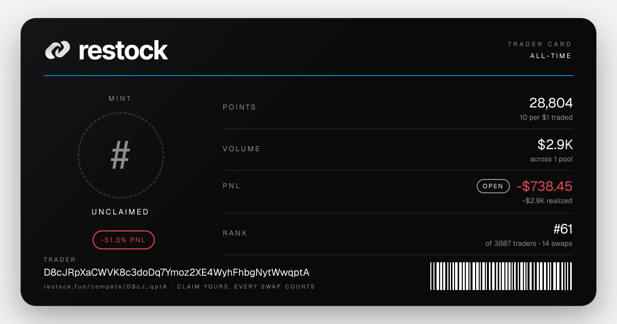 Trader card