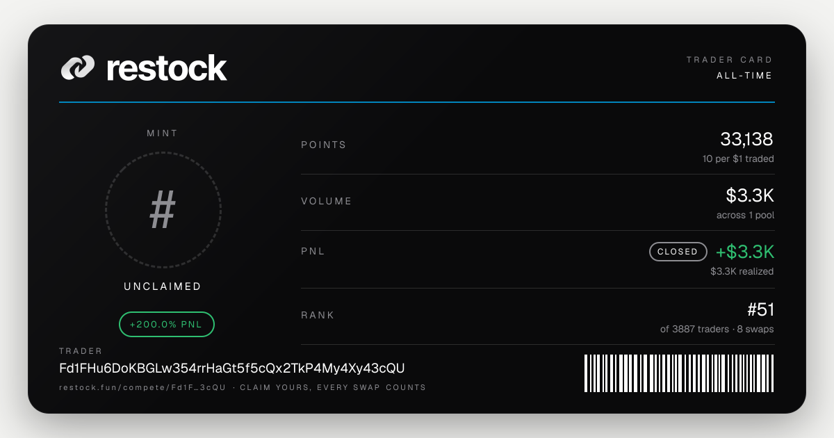 Trader card